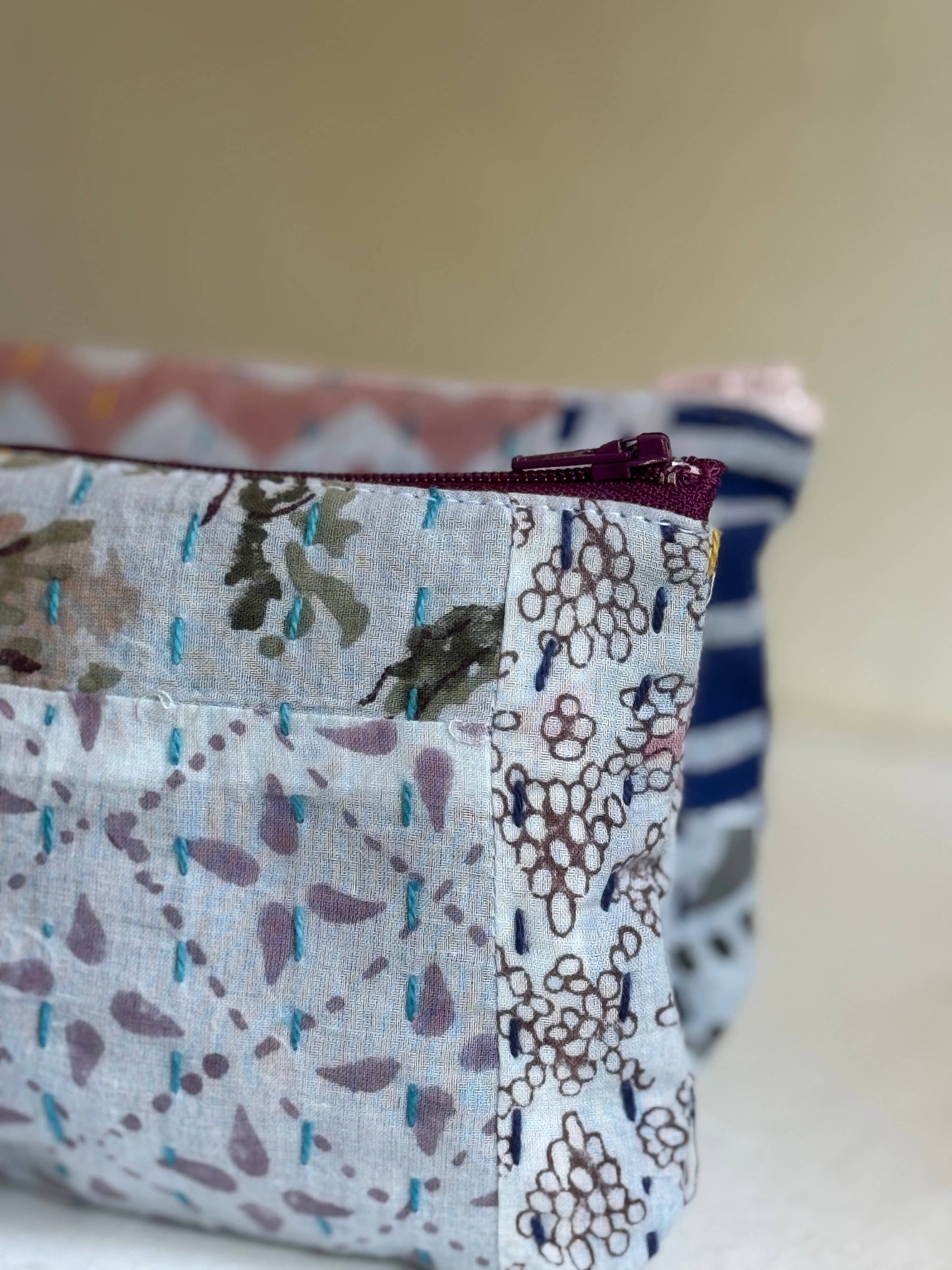 Patchwork Print Pencil/Cosmetic Zip Case