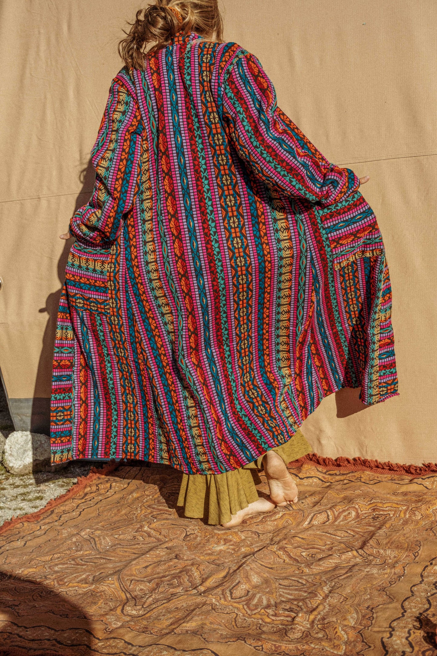 Unisex Long Hippie Boho Jacket Handmade Festival Trench Coat