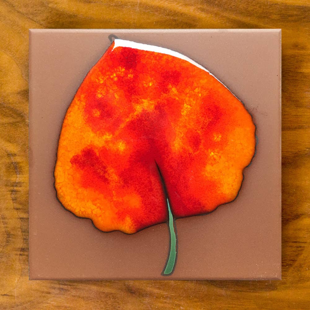 Aspen Leaf Hand Glazed Art Tile Trivet