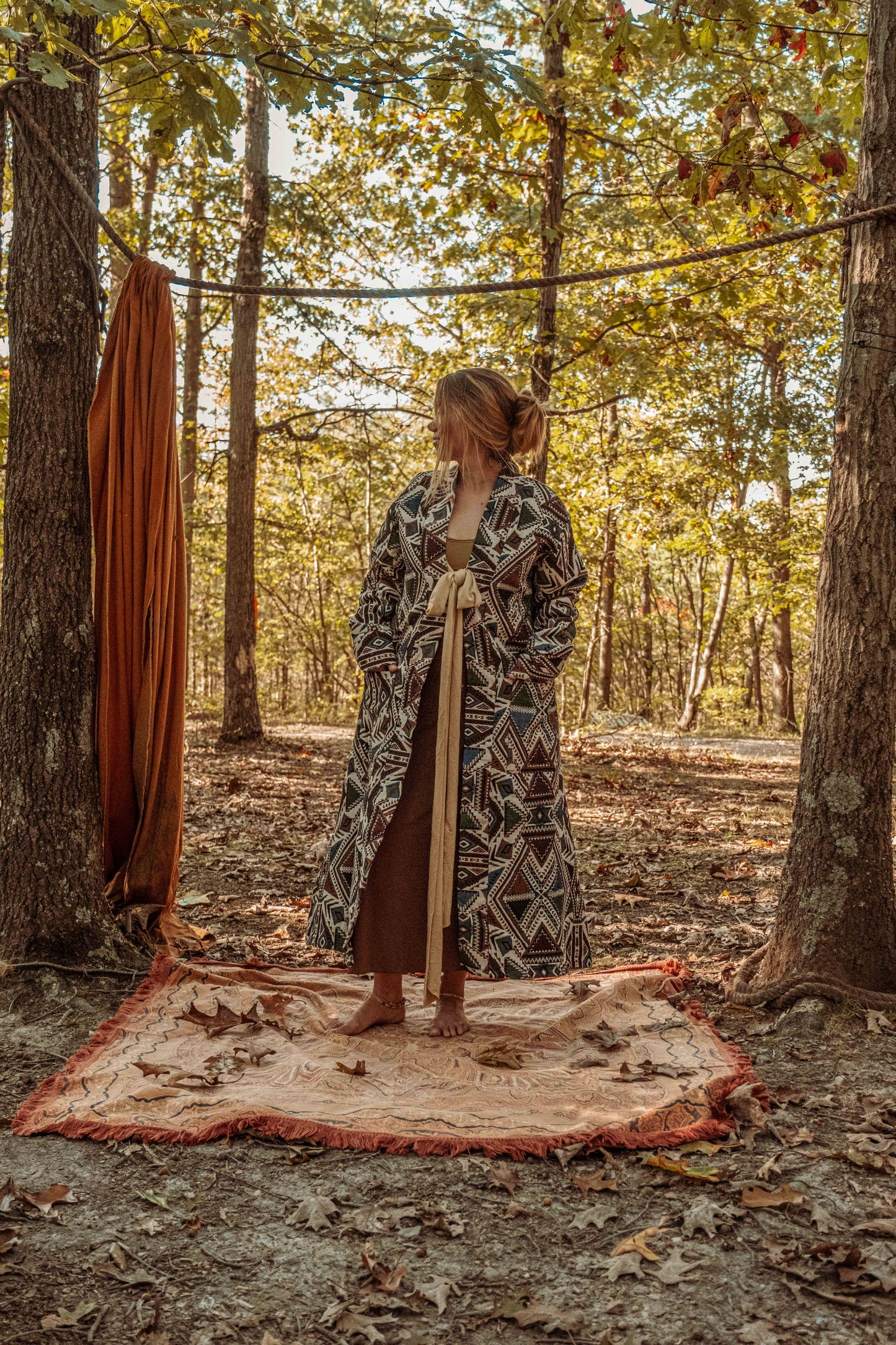 Unisex Long Hippie Boho Jacket Handmade Festival Trench Coat