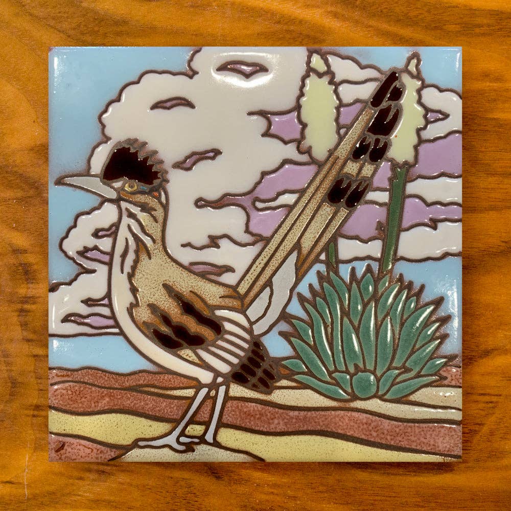 Roadrunner Hand Glazed Art Tile Trivet
