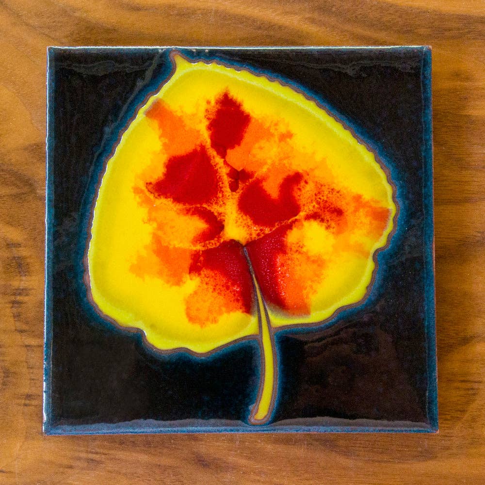 Aspen Leaf Hand Glazed Art Tile Trivet