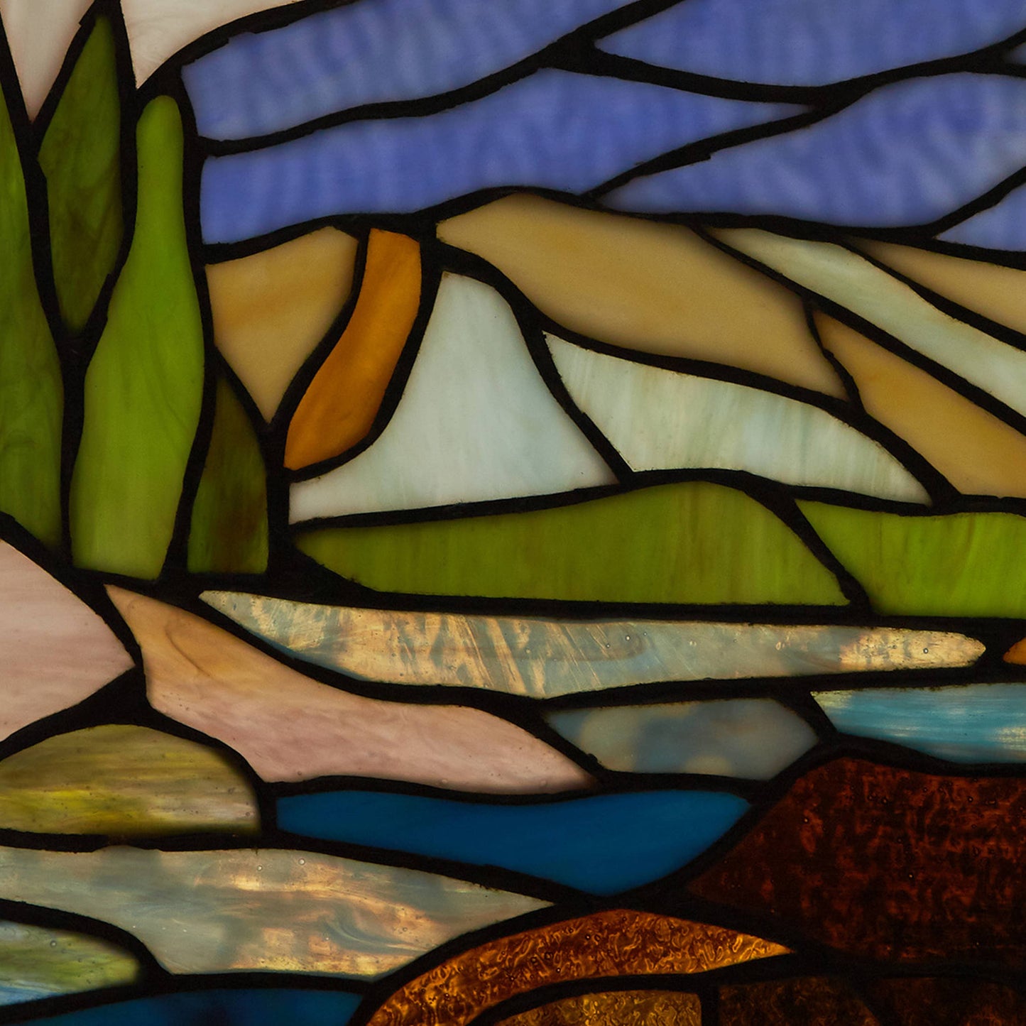 14"H Brown Bear Stained Glass Window Panel