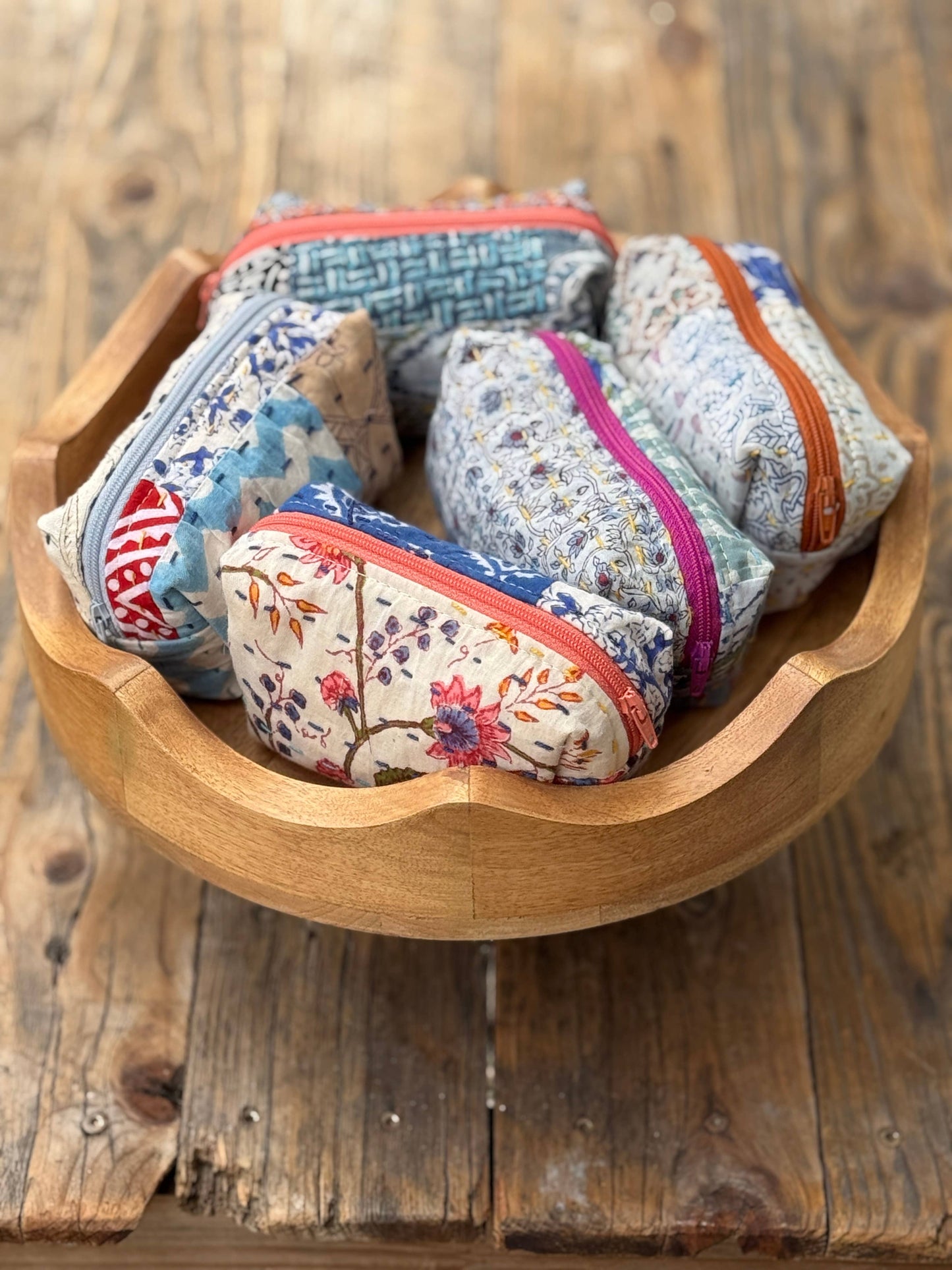 Puffy Cotton Zip Puffy Pouches