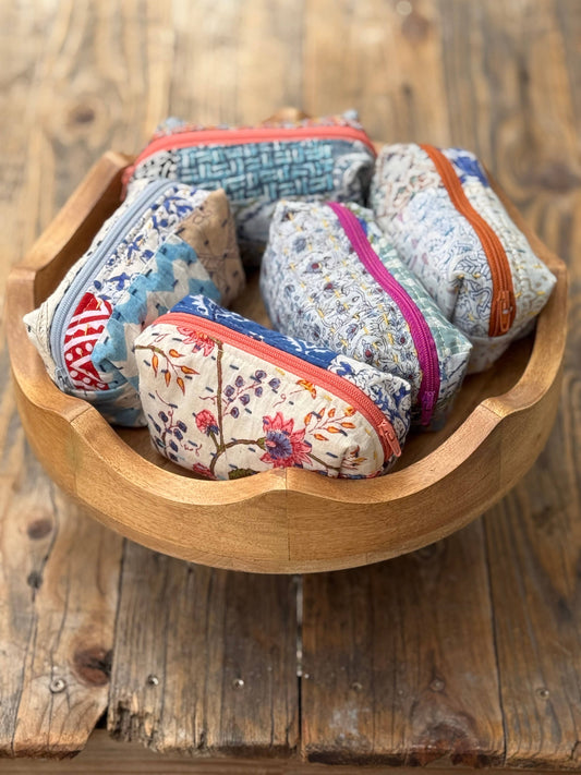 Puffy Cotton Zip Puffy Pouches