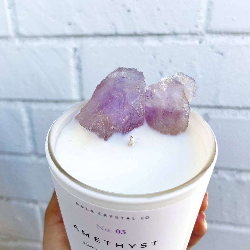 Amethyst Crystal Candle · Crystal Infused · 8oz · Wholesale