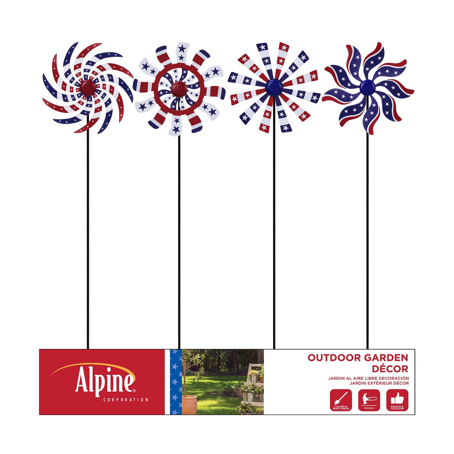 Alpine Corporation Patriotic Windmill Garden Stake w/ Glossy