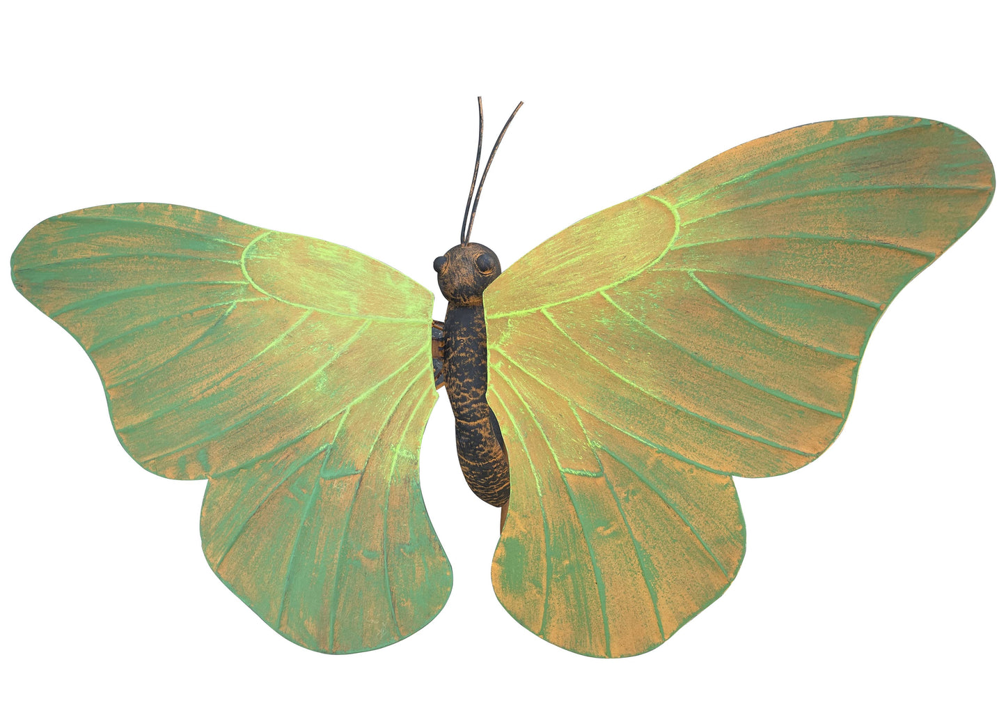 Rustic Metal Rocker Stake with Three Butterflies