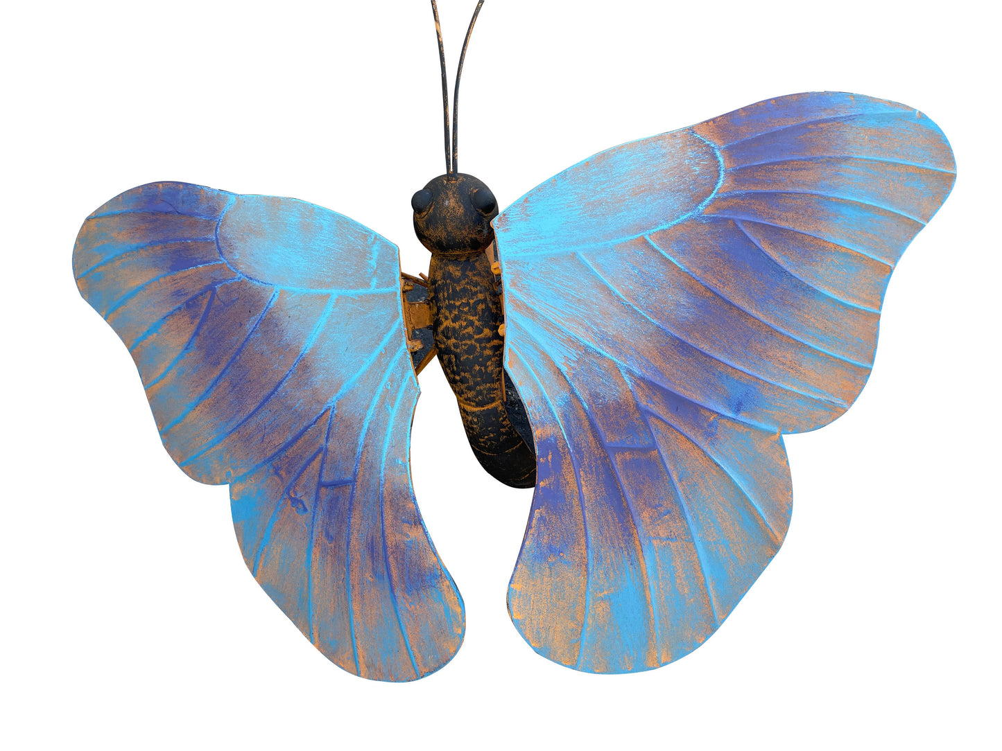 Rustic Metal Rocker Stake with Three Butterflies