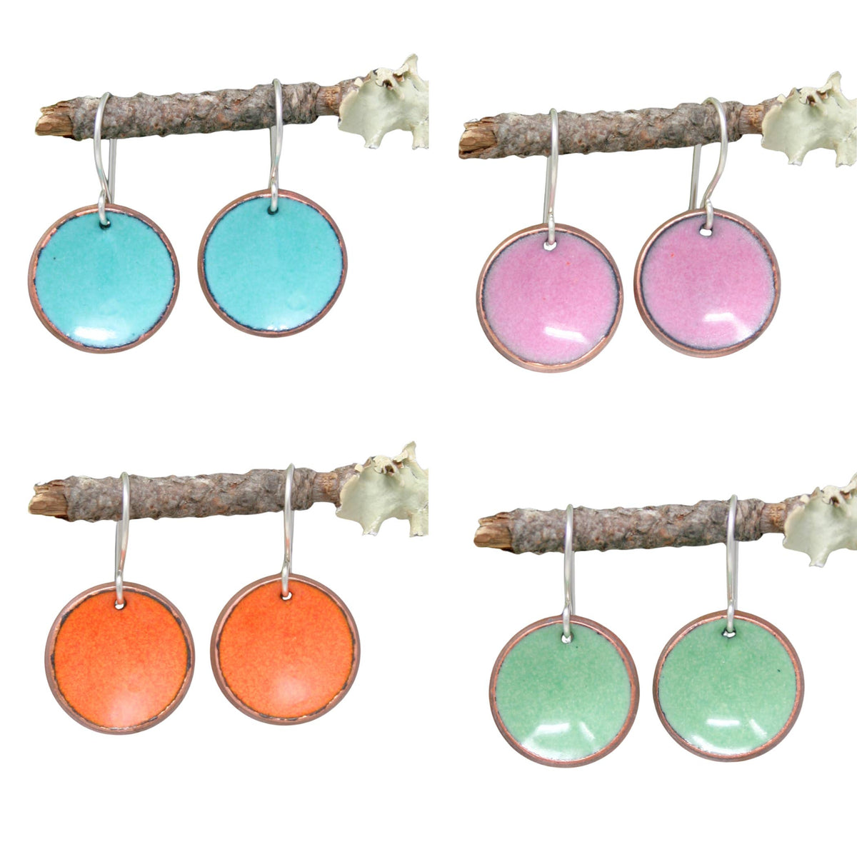 Enamel Penny Copper Earrings