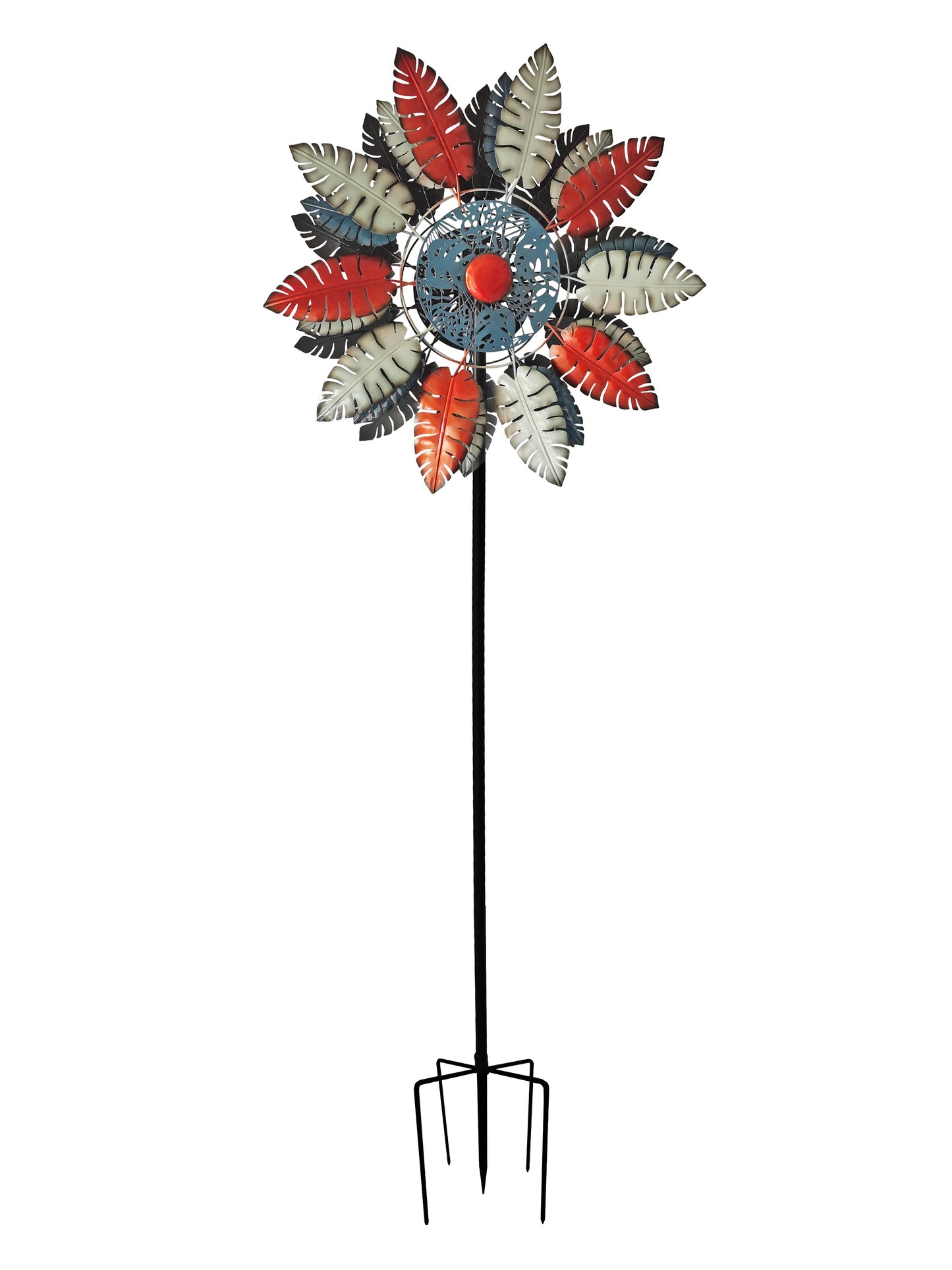 Colorful Metal Kinetic Feather Wind Spinner Garden Stake