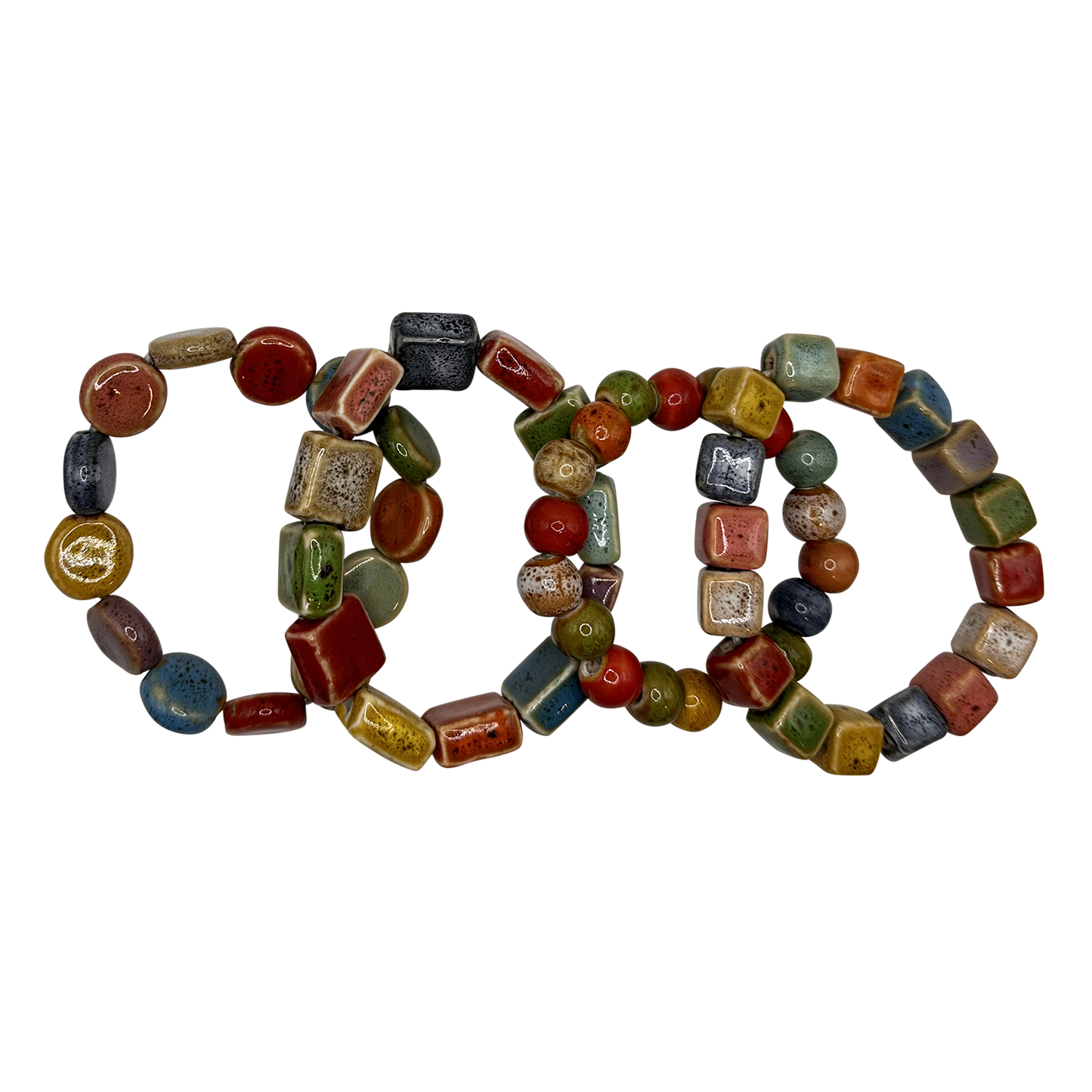 Solid and *NEW* Multi-Color Clay Beaded Stretch Bracelets