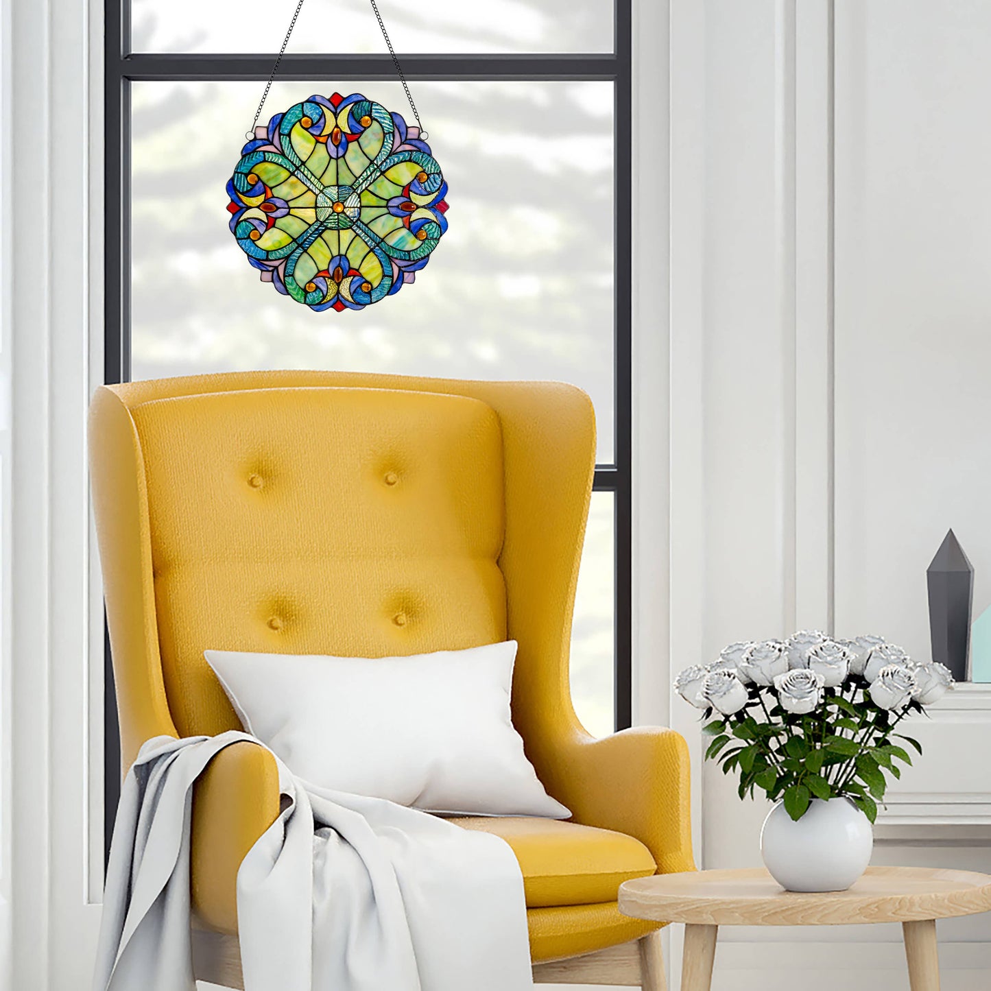 12"H Halston Multicolor Stained Glass Window Panel