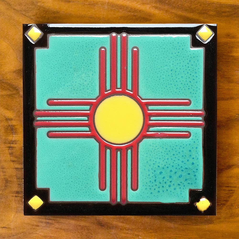 New Mexico Zia Art Tile Trivet Gift