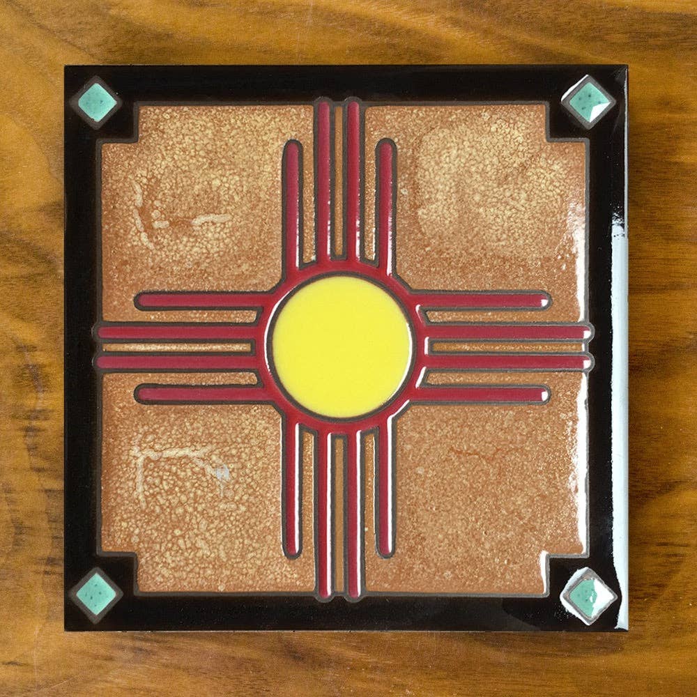 New Mexico Zia Art Tile Trivet Gift