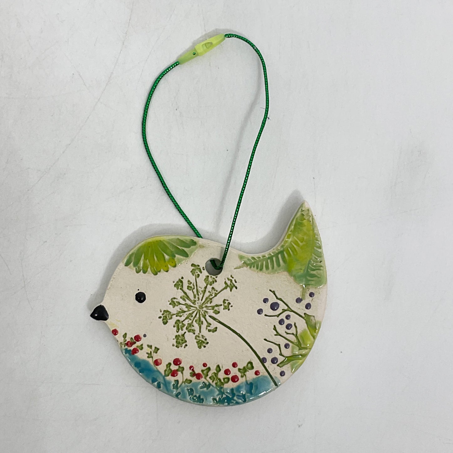 Pottery Ornament - Bird (Pressed Flowers)