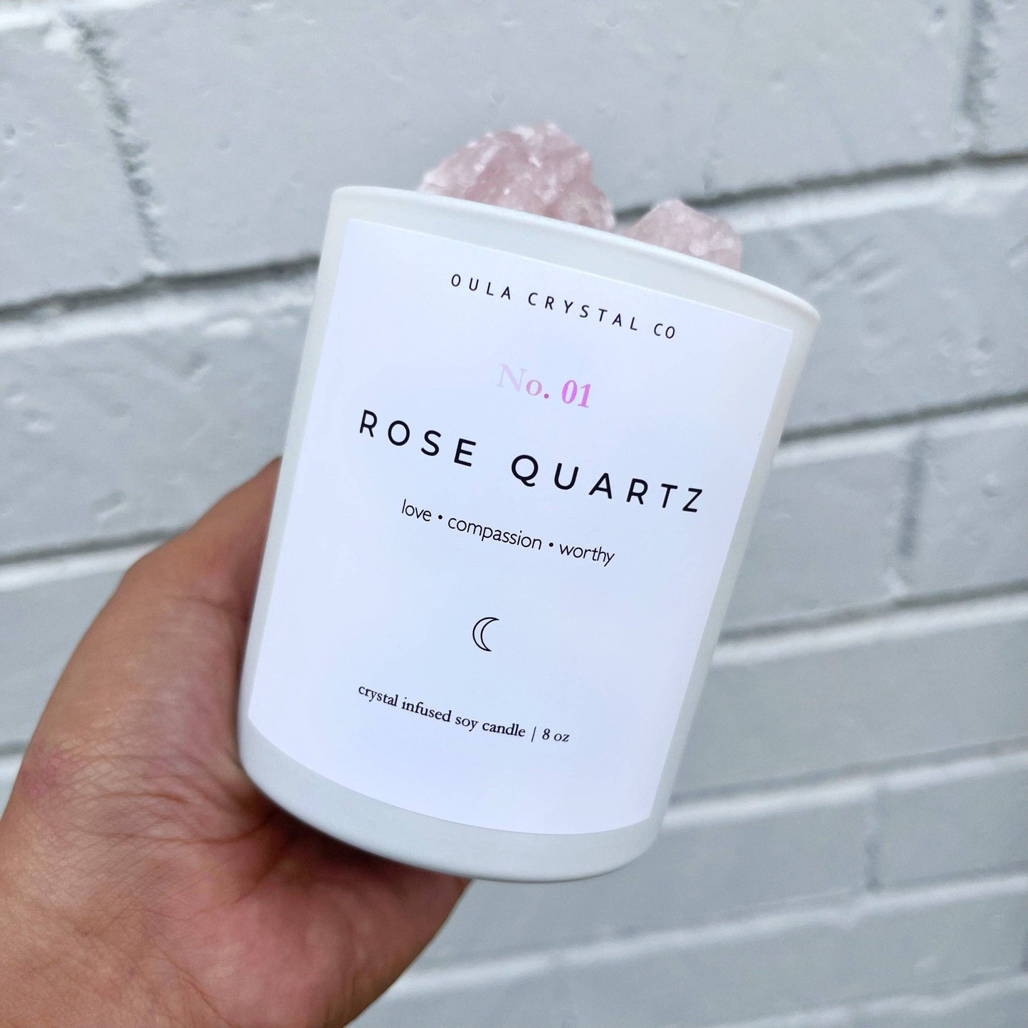 Rose Quartz Candle · Wholesale  · Crystal Infused