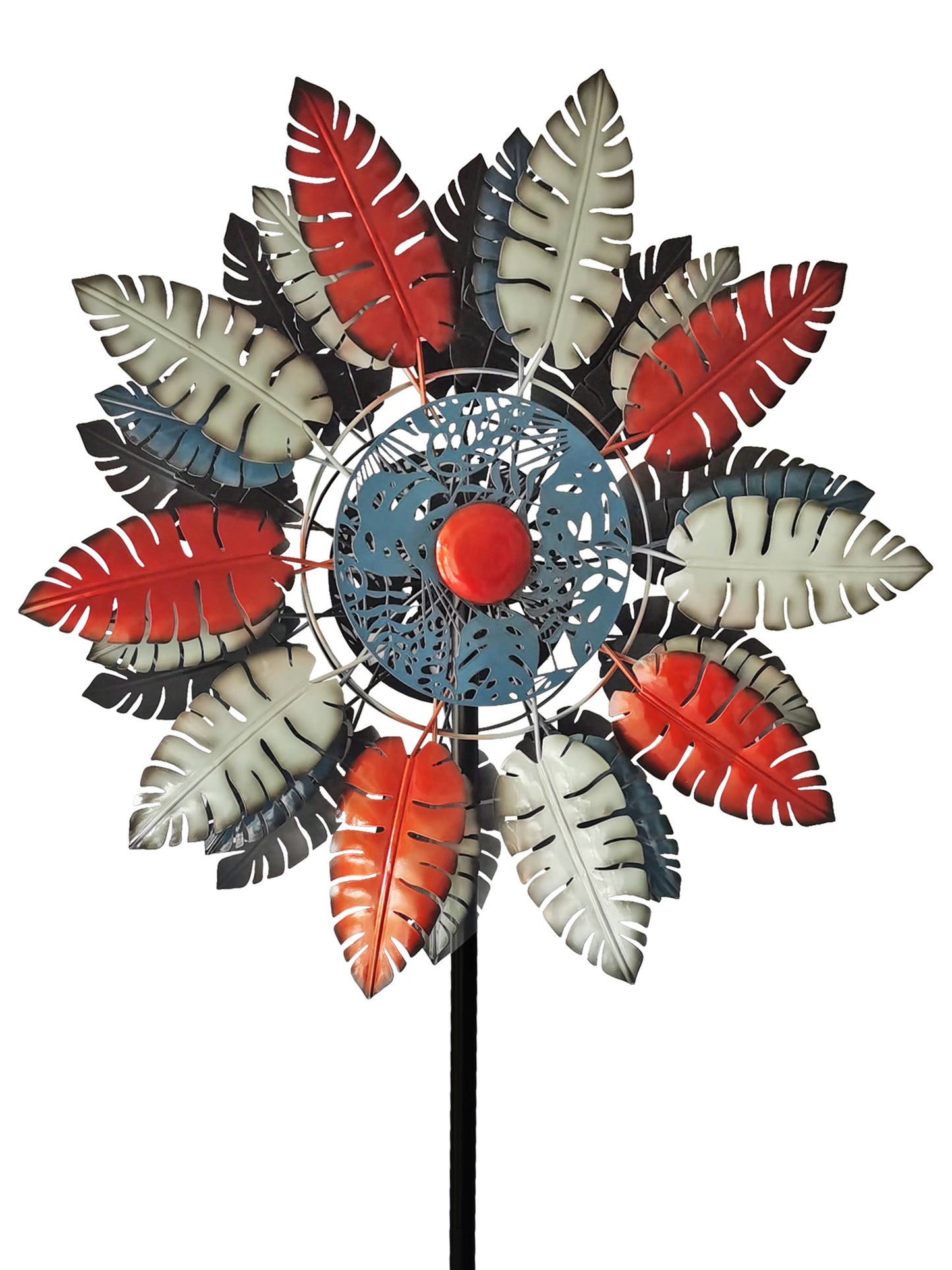 Colorful Metal Kinetic Feather Wind Spinner Garden Stake