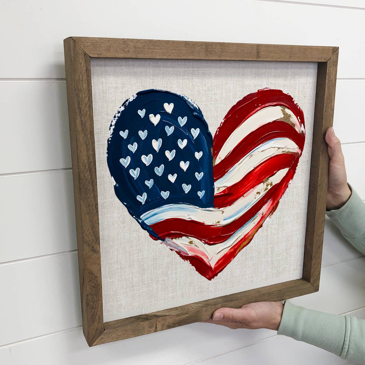 American Flag Heart - Farmhouse Entryway Wall Art - America
