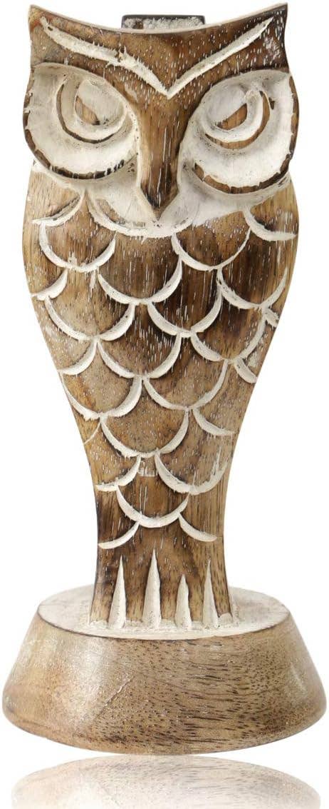 Hand-Carved Owl Eyeglass Holder – Rustic Wood Display Stand
