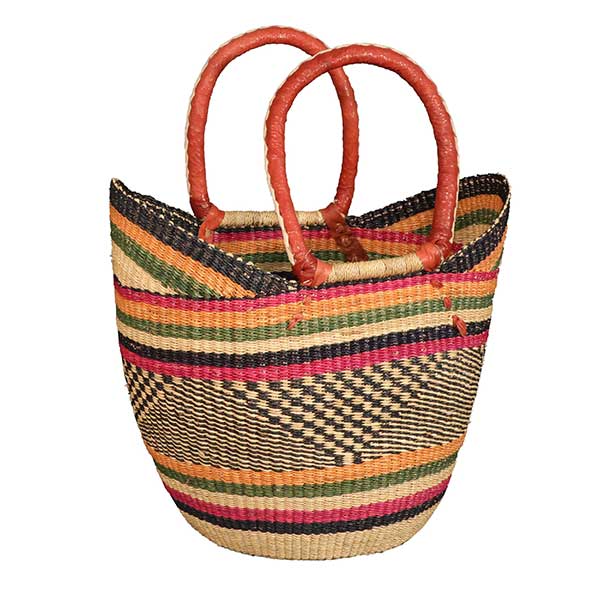 African Bolga Baskets : Shopping Tote w/ Flexible Rim(G-143)