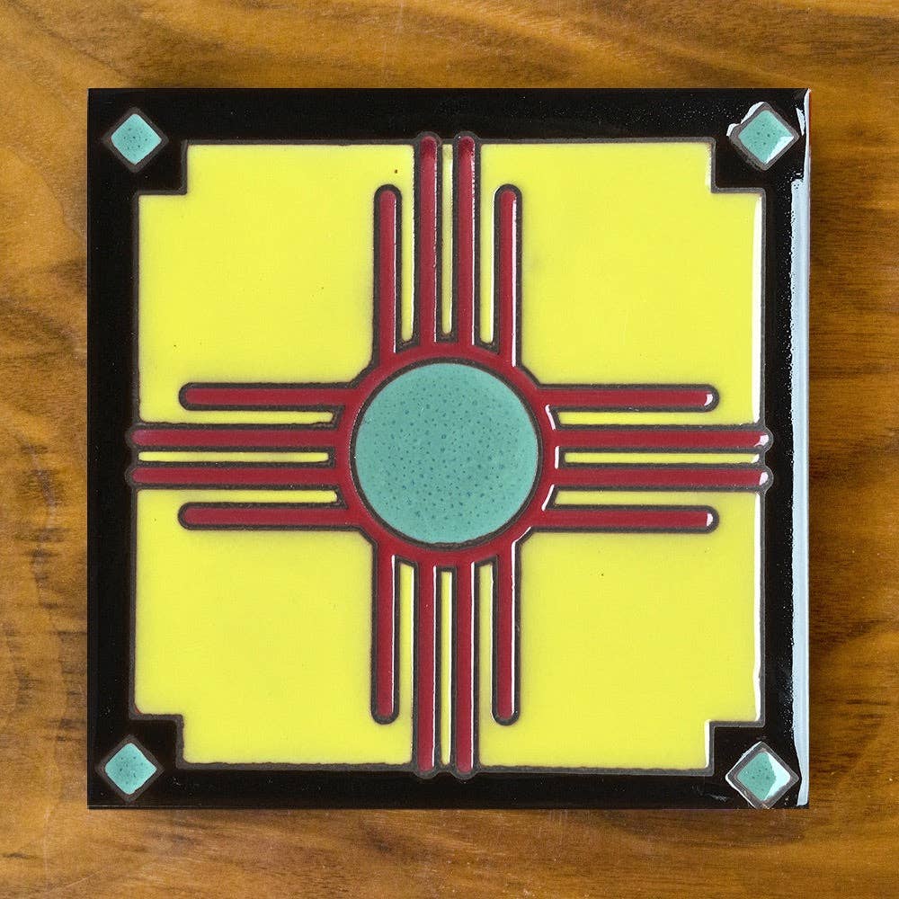 New Mexico Zia Art Tile Trivet Gift