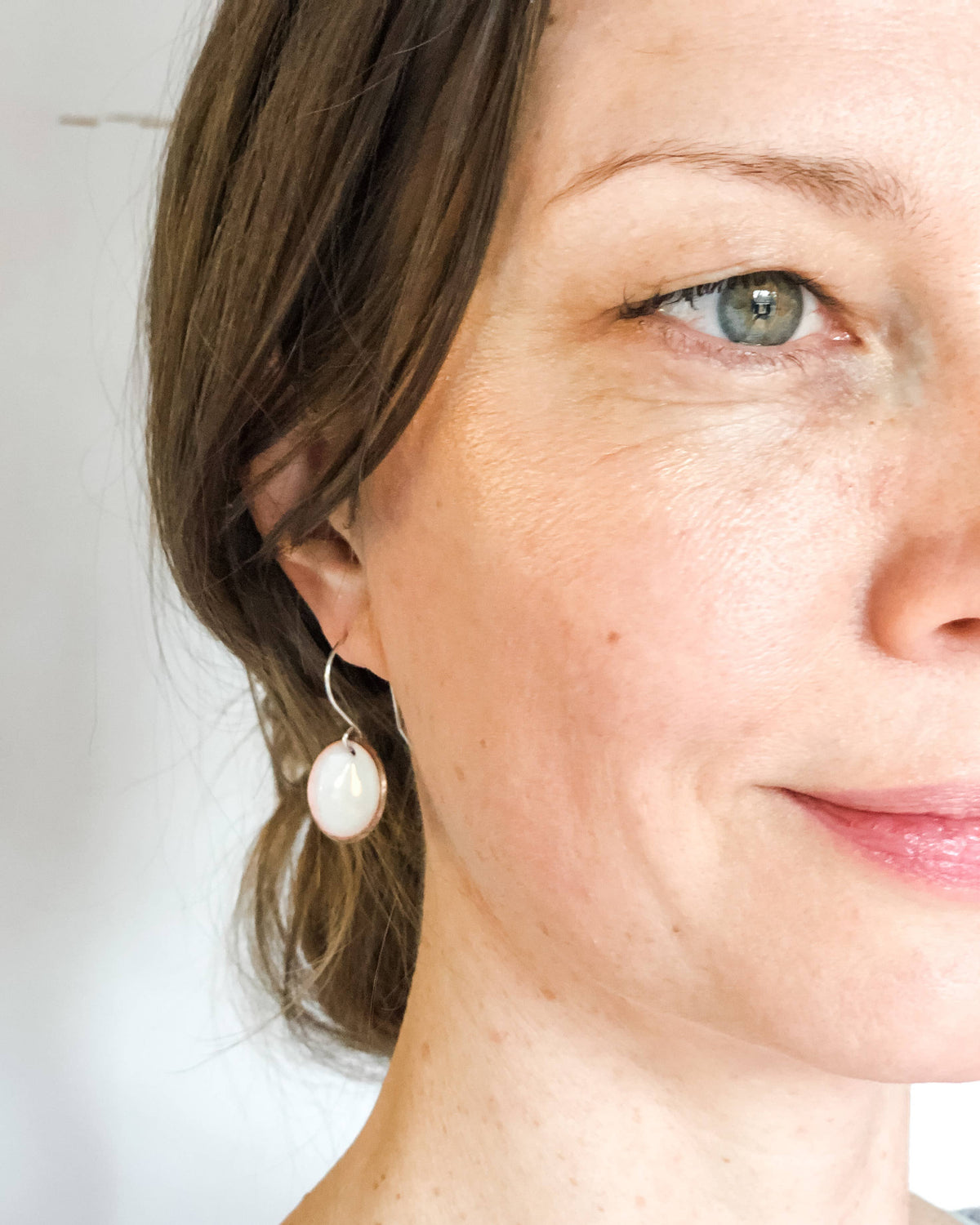 Enamel Penny Copper Earrings
