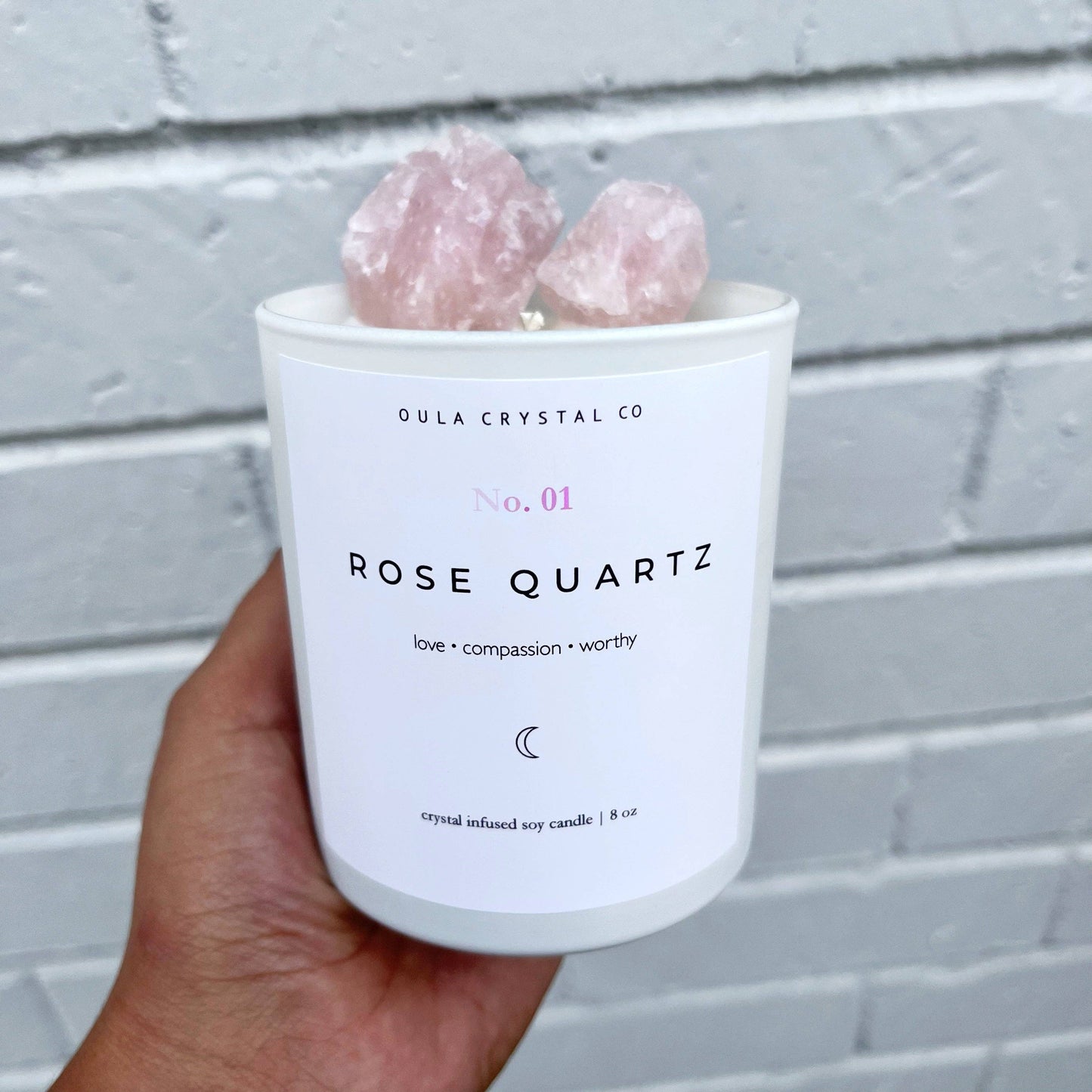 Rose Quartz Candle · Wholesale  · Crystal Infused