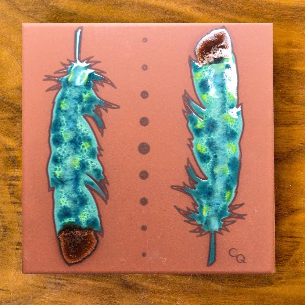Watercolor Feather - Double Tile Design