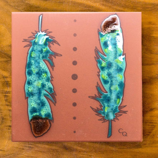 Watercolor Feather - Double Tile Design