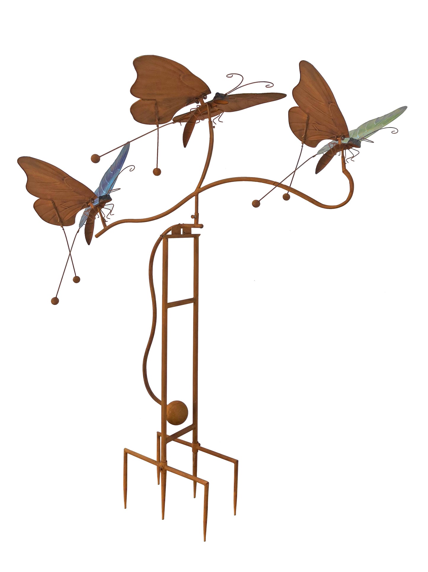 Rustic Metal Rocker Stake with Three Butterflies