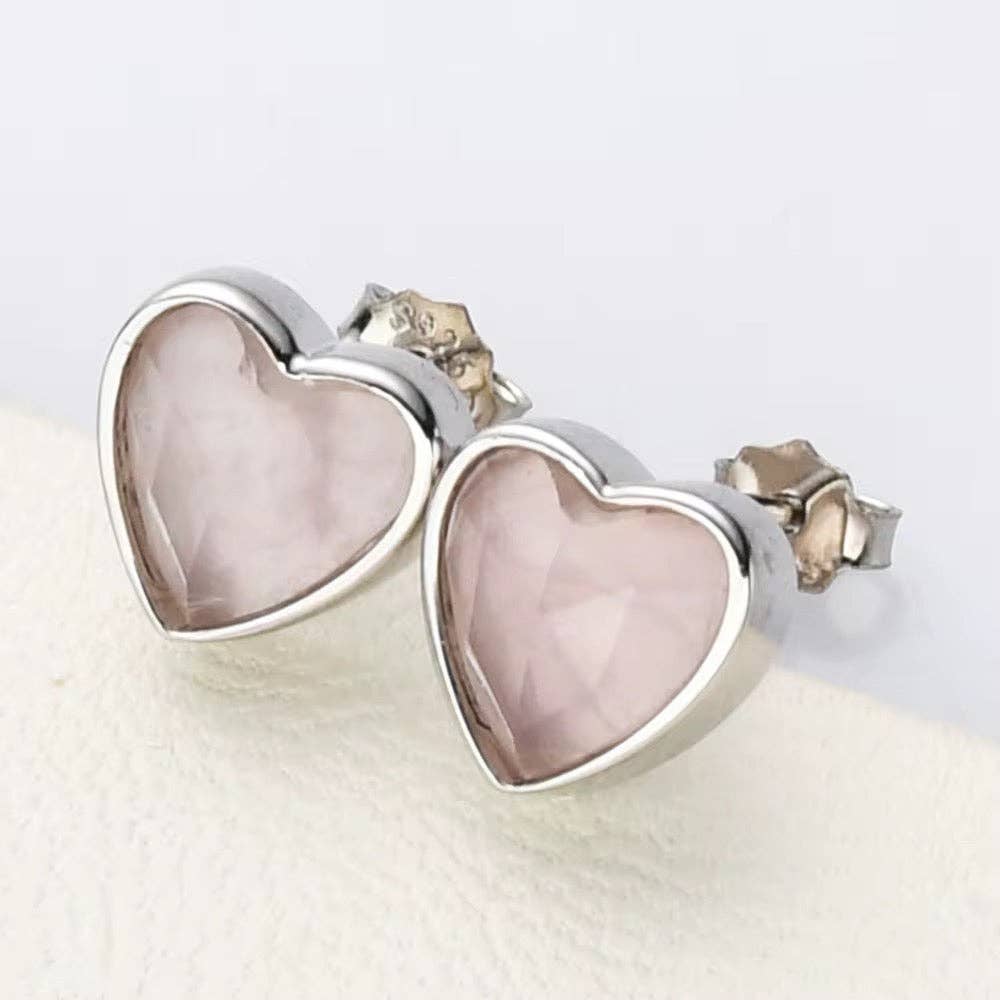 Heart Silver Gemstone Studs