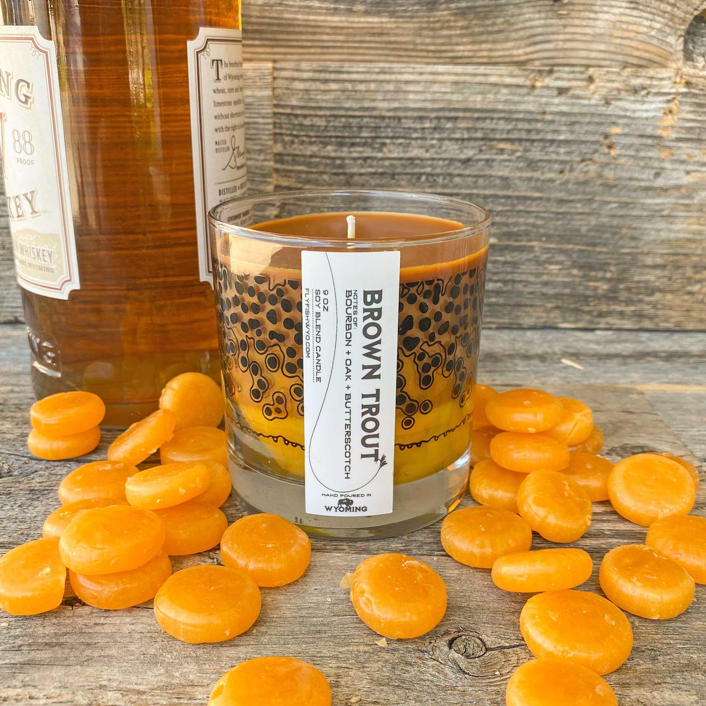 Brown Trout Pattern Candle