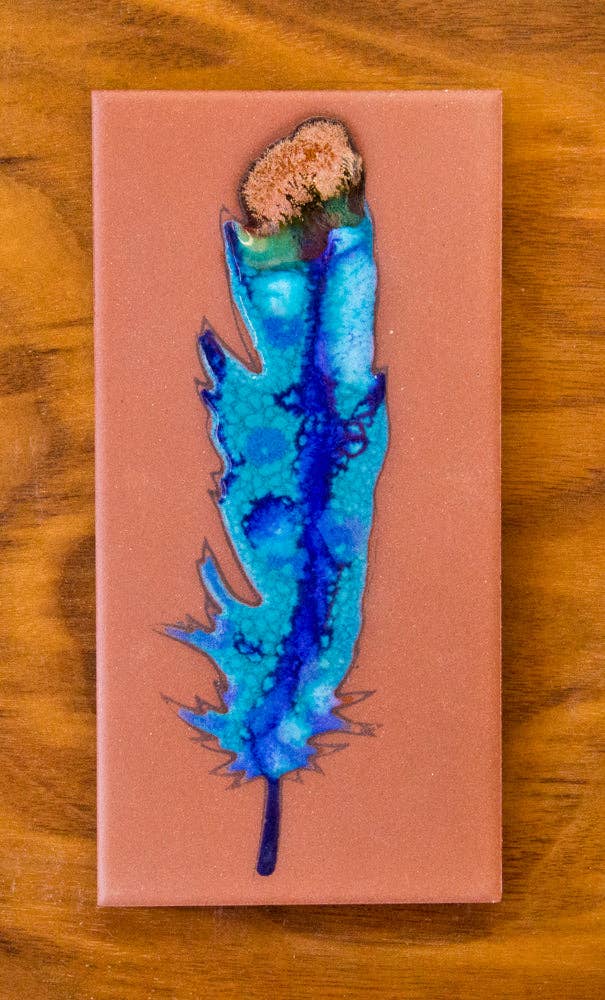 Watercolor Feather - Hand Glazed Tile Art Gift