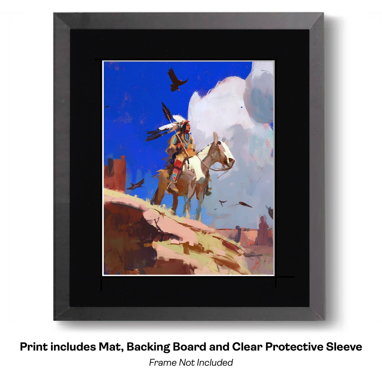 Native American Red Horse 2 - Southwestern Art Prints 8"x10" Artwork for 12"x14" Frame