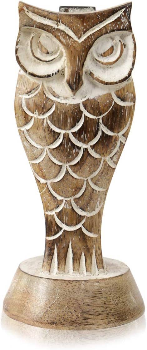 Hand-Carved Owl Eyeglass Holder – Rustic Wood Display Stand