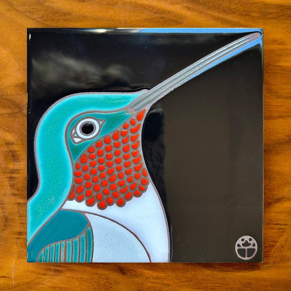 WT Hummingbird Hand Glazed Art Tile Trivet Bird Gift