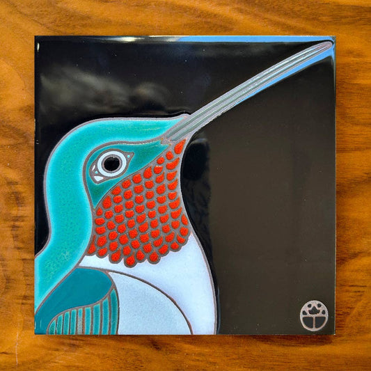 WT Hummingbird Hand Glazed Art Tile Trivet Bird Gift
