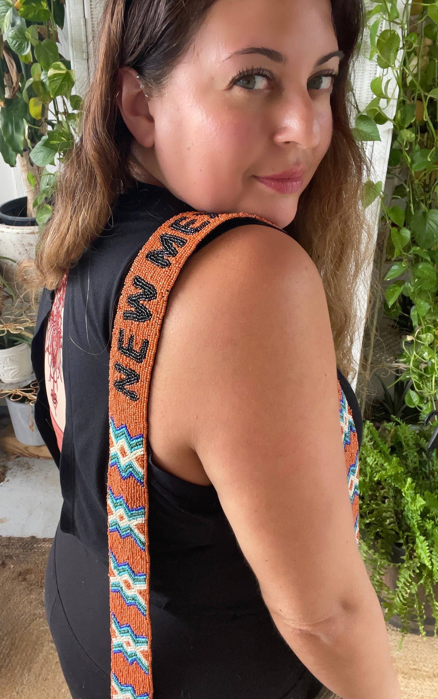 Hand beaded New Mexico Crossbody Purse Strap