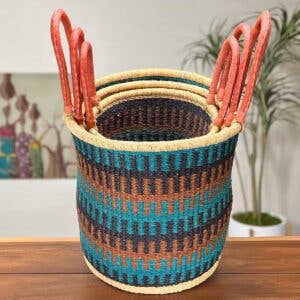 African Bolga Baskets : Laundry Set of 3 (G-175)