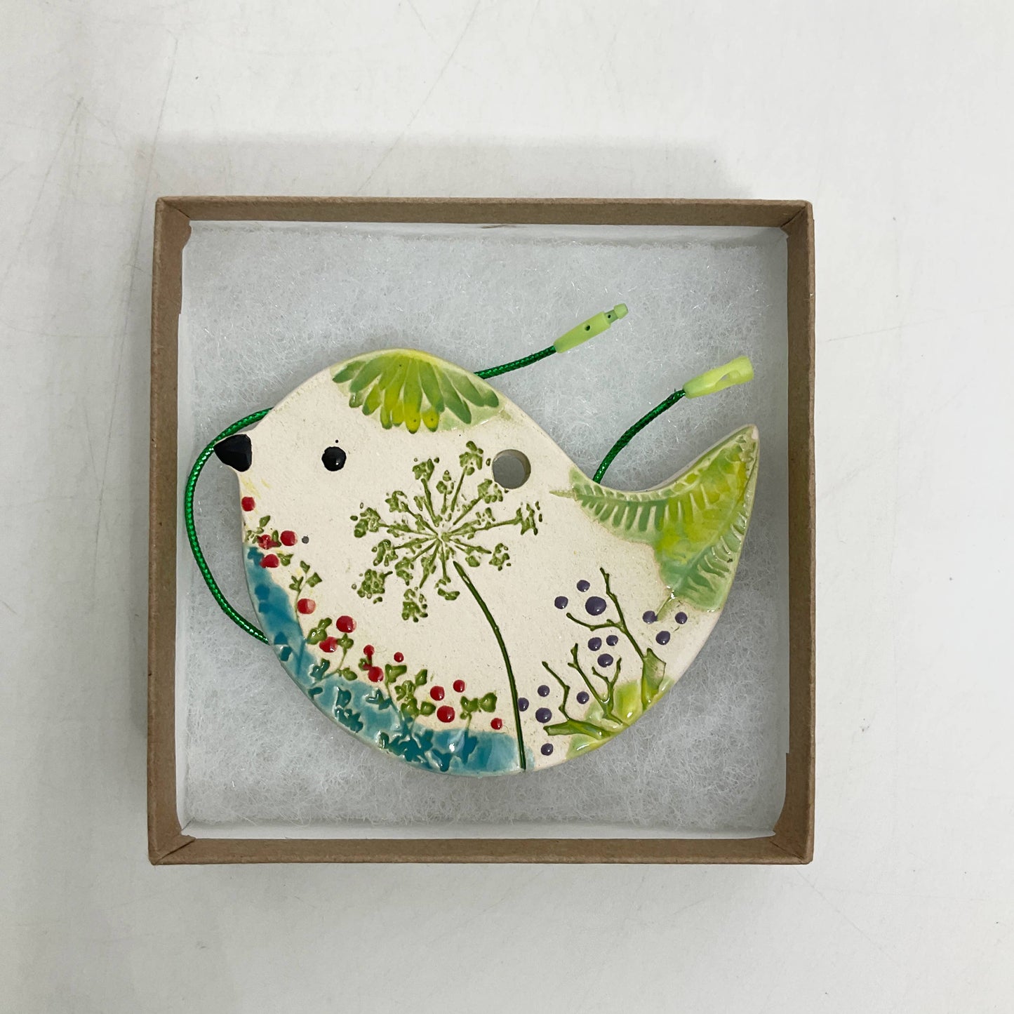 Pottery Ornament - Bird (Pressed Flowers)