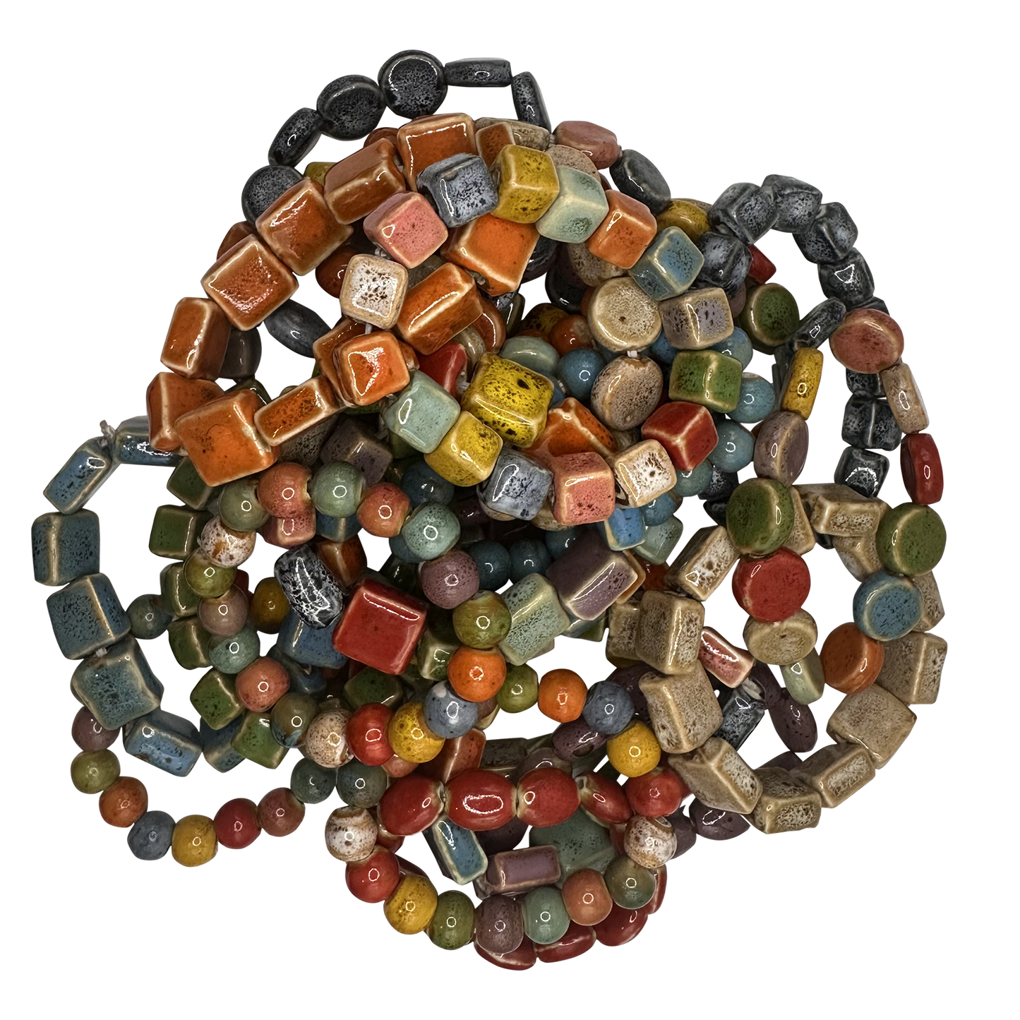 Solid and *NEW* Multi-Color Clay Beaded Stretch Bracelets