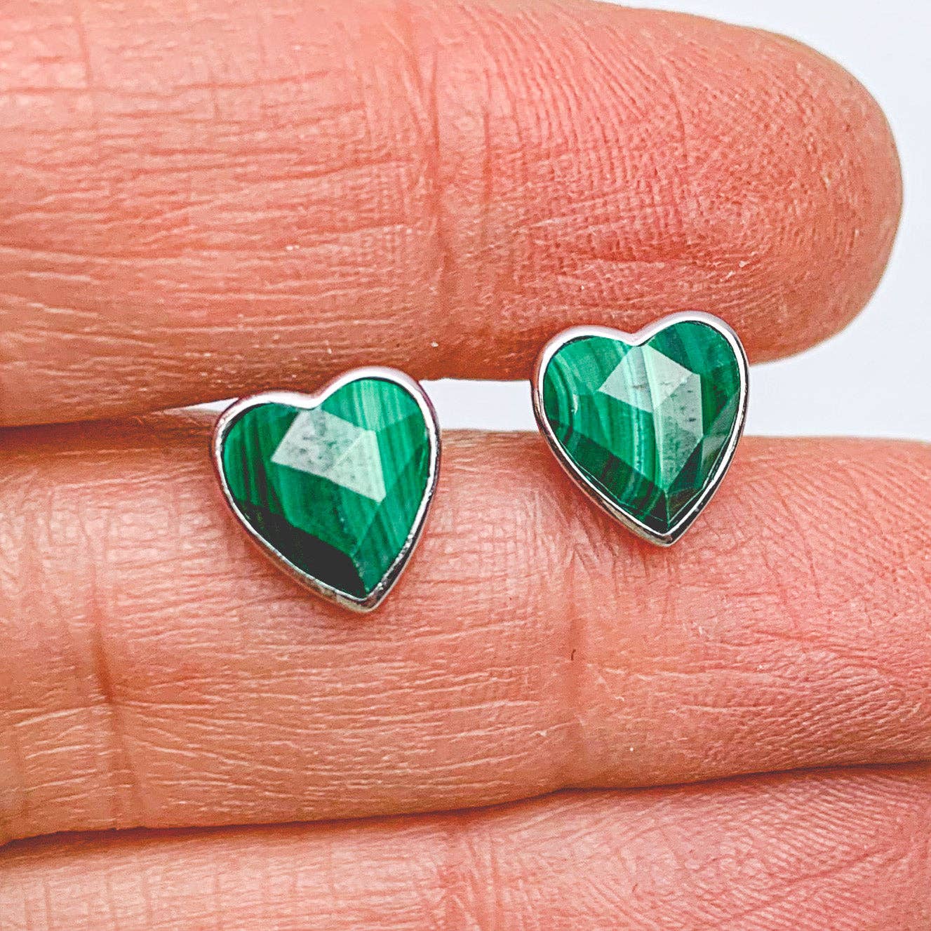Heart Silver Gemstone Studs