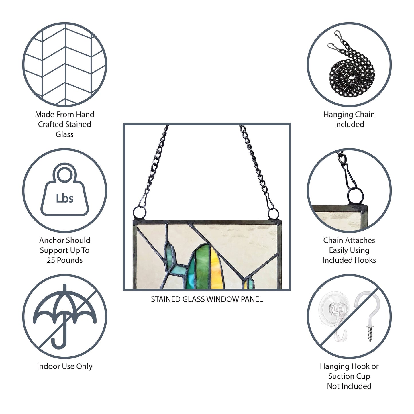 11" Otis Red Hot Air Balloon Stained Glass Window Panel