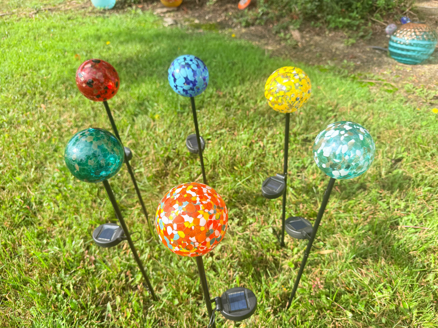 4" Assorted Solar LED Orb Stake