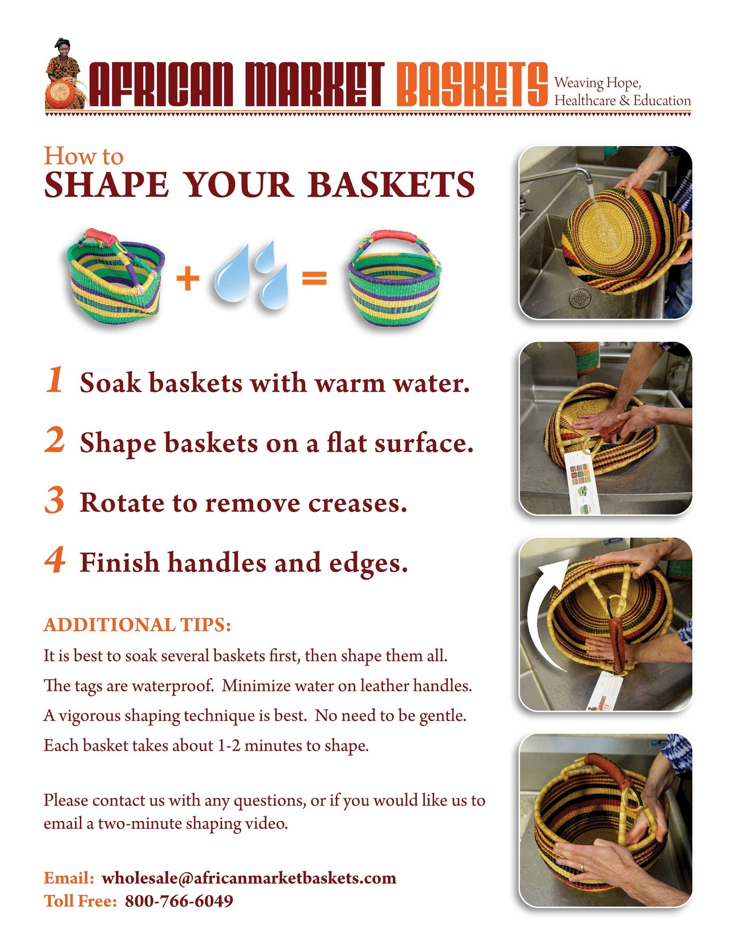 African Bolga Baskets : Shopping Tote w/ Flexible Rim(G-143)
