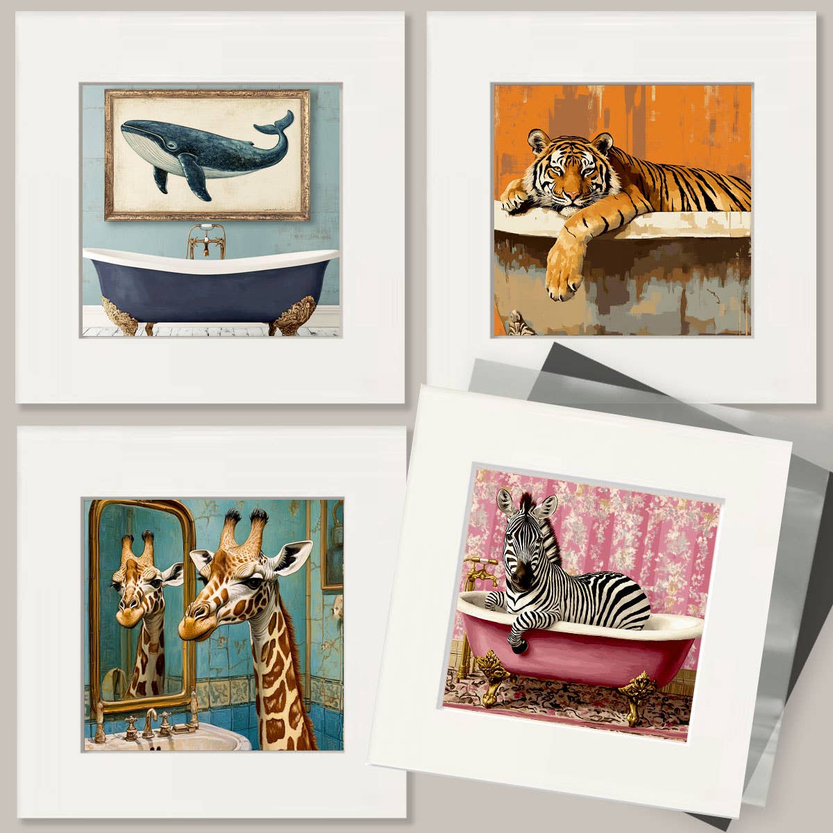 Coyote in Pick-Up Truck - Southwest Bathroom Wall Art Prints – 8″x10″ Artwork for 11″x14″ Frame