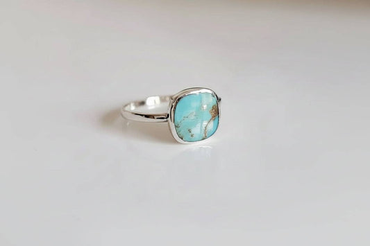 Sterling Silver Natural Square Turquoise Ring