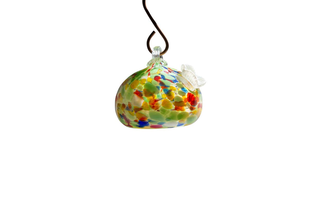 Handblown Art Glass Humming Bird Feeder Small