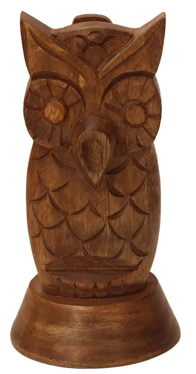 Handcarved Owl Eyeglass Holder – Rustic Wood Glasses Stand